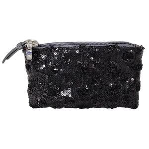 NEW Ann Taylor Loft Black Polka Dot Sequin Zip Coin Purse Wallet, Live Love Loft